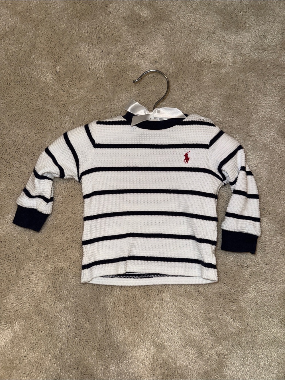Polo by Ralph Lauren Striped Waffle Cotton Long-Sleeve Tee